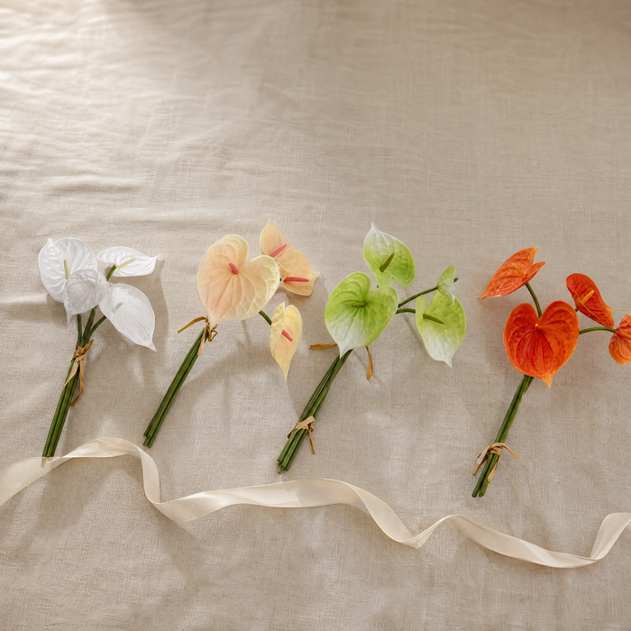 Faux Anthurium Stem Bundle – Real Touch PU Flower, Home and Wedding Decor