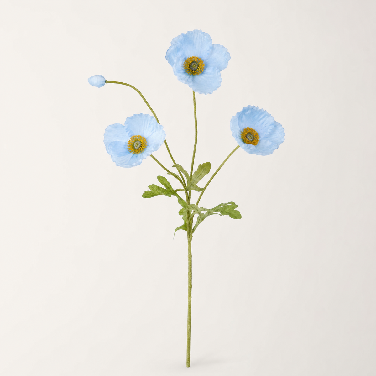 Silk Poppy Stem Faux Flowers – 4 Head Spray for Wedding and Home Decor