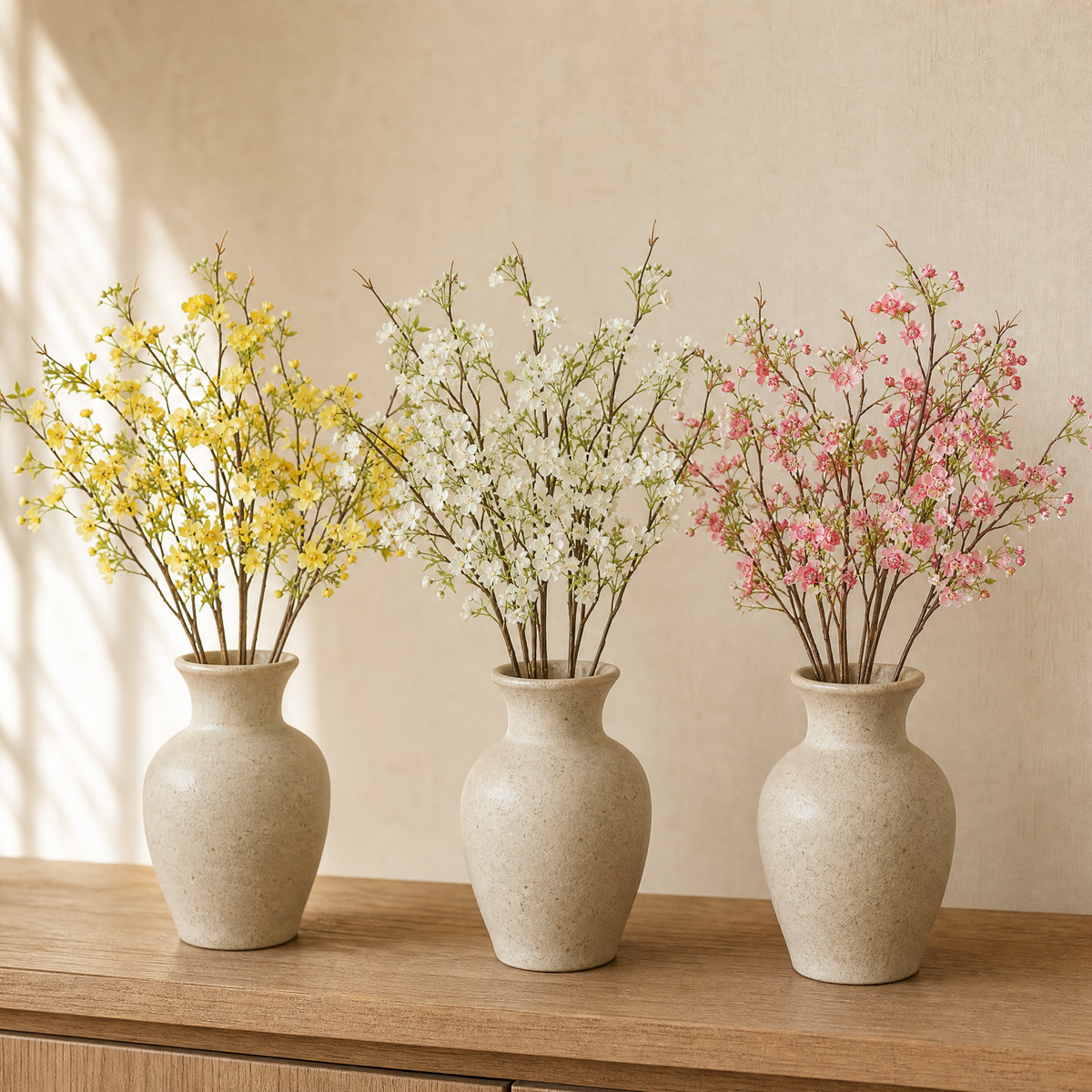 Artificial Plum Blossom Stem – Faux Silk Branch for Living Room Vase Arrangement