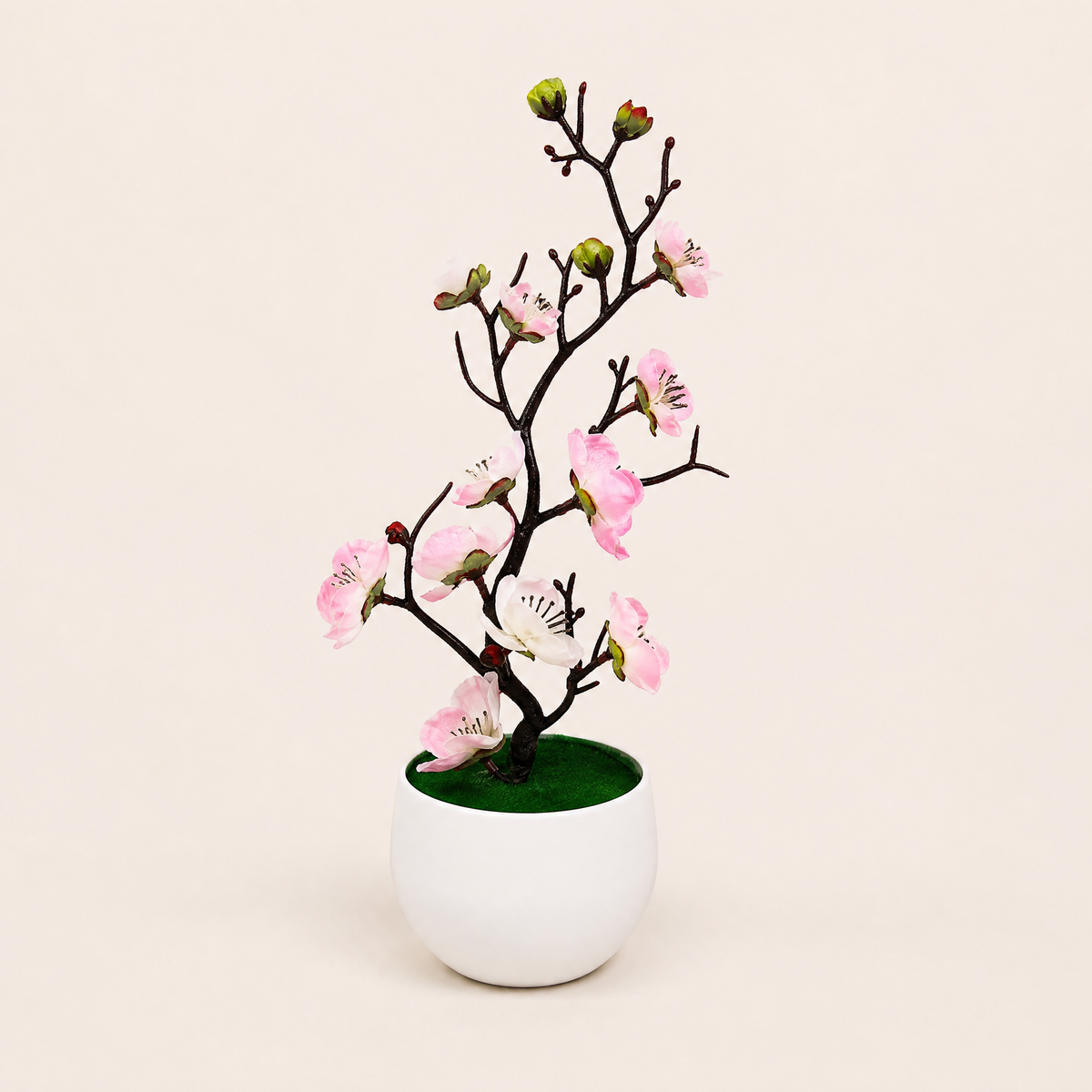 Faux Plum Blossom Bonsai – Silk Flower Potted Tree, Desk Decor, Home or Wedding