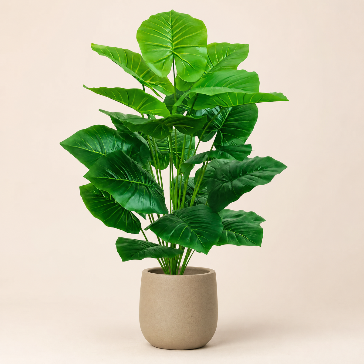 Artificial Tropical Plant Stem 100cm – 18 Leaf Faux Taro for Indoor Living Room Decor