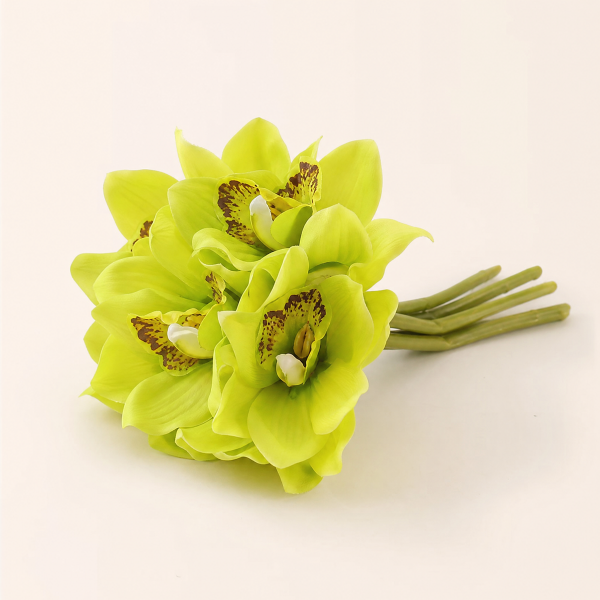 Faux Cymbidium Orchid Bouquet – 6 Head Real Touch Latex Wedding Bridal Flowers