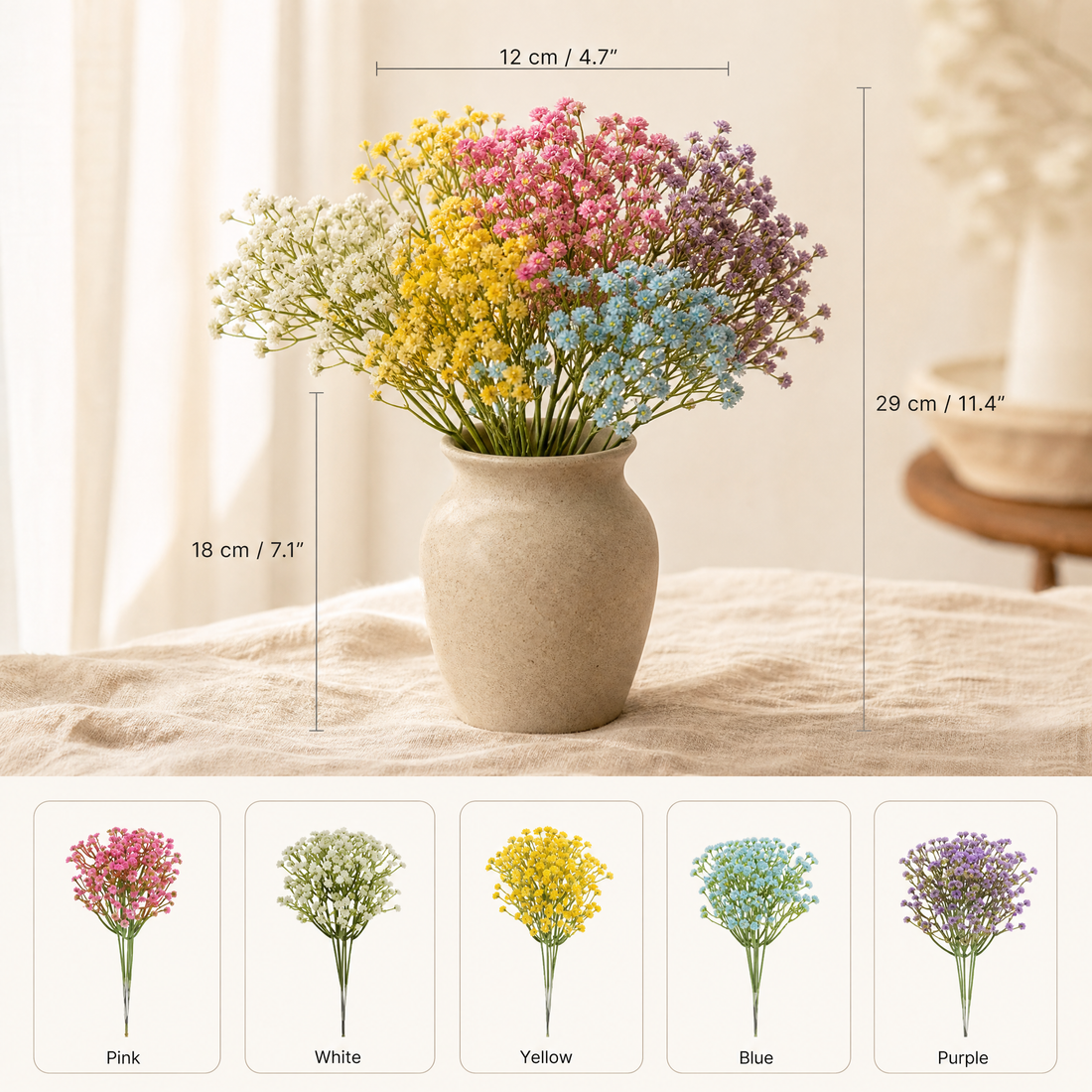 Silk Gypsophila Stems – Faux Baby's Breath for Weddings and Home Decor