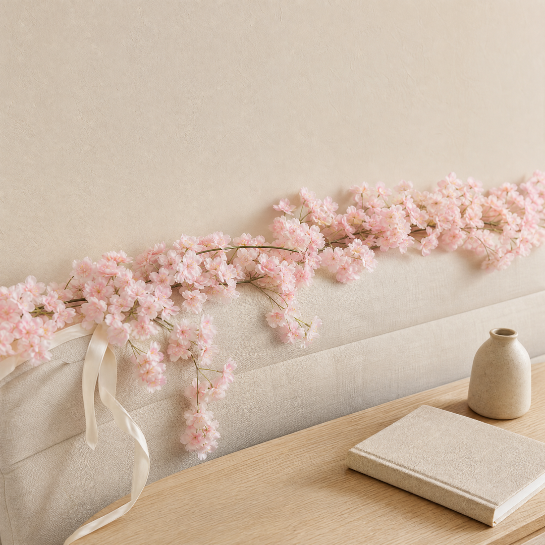 Artificial Cherry Blossom Garland – Silk Flower Vine for Wedding Arch Home Decor