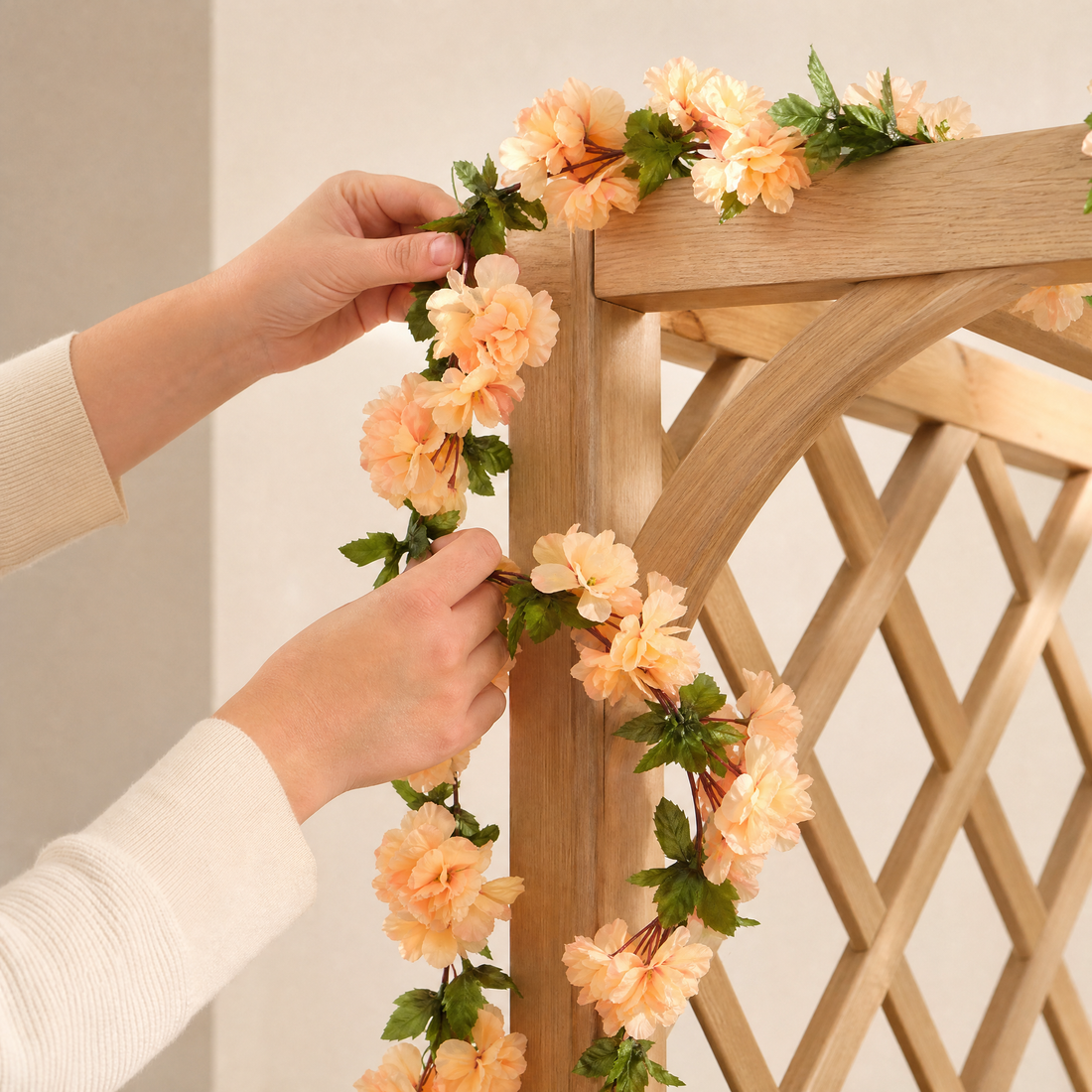 Faux Cherry Blossom Vine – 230cm Silk Floral Garland for Wedding Arch Home Decor