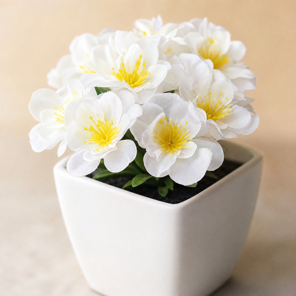 Artificial Potted Plants Set of 6 – Faux Succulents and Florals in White Pots