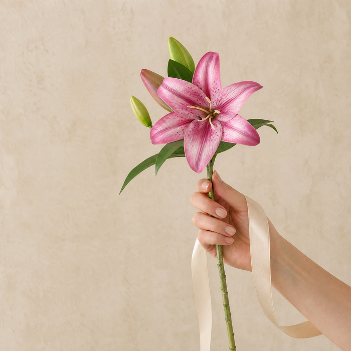 Faux Lily Branch – Artificial Stem for Wedding and Home Decor, 41cm