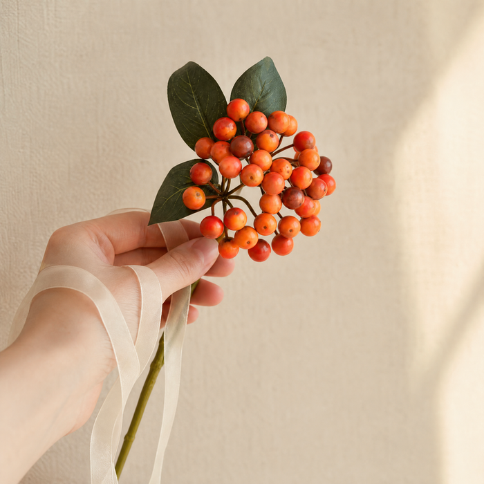 Faux Berry Stem Bunch – Artificial Fruit Pick for Wreaths and Holiday Decor