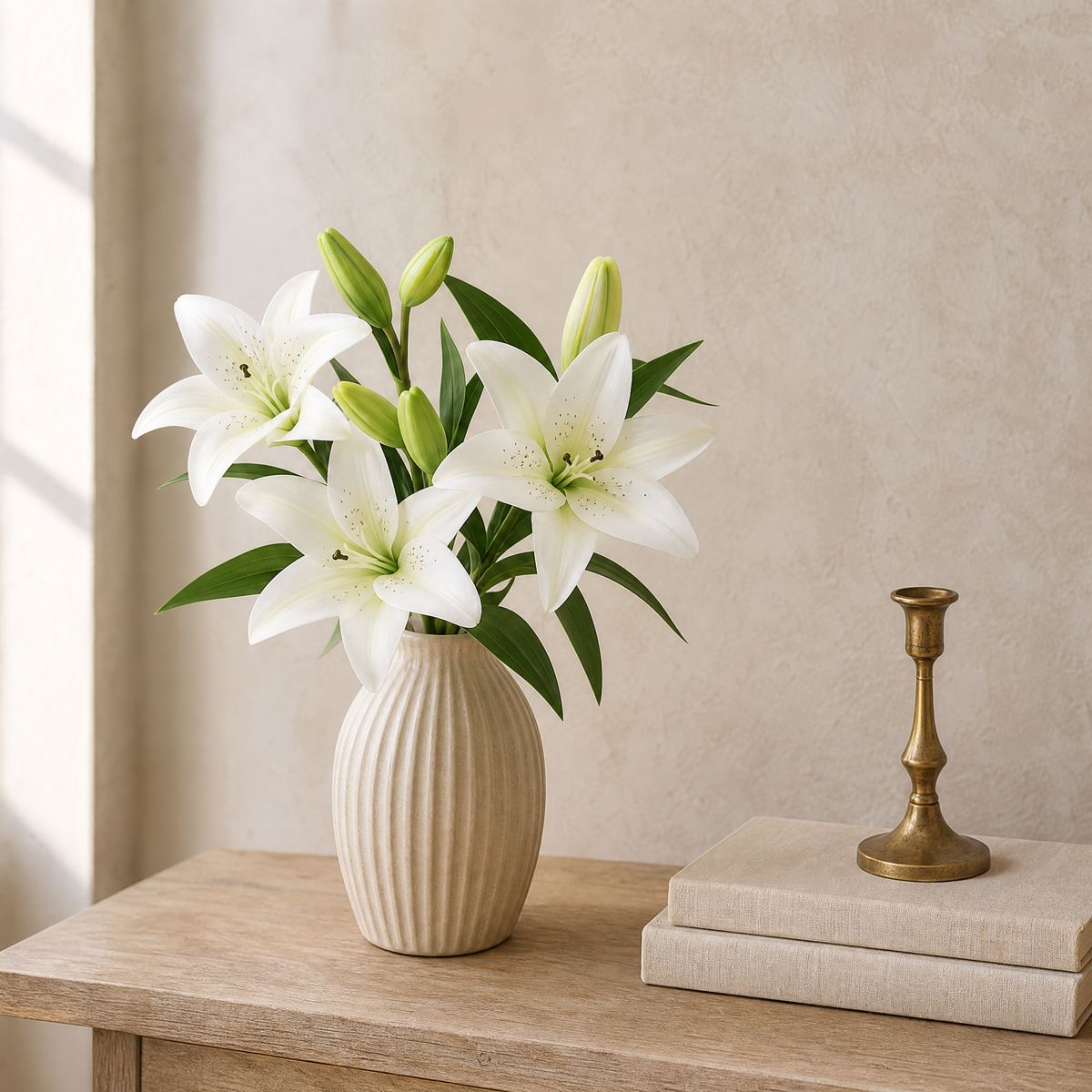 Faux Lily Branch – Artificial Stem for Wedding and Home Decor, 41cm