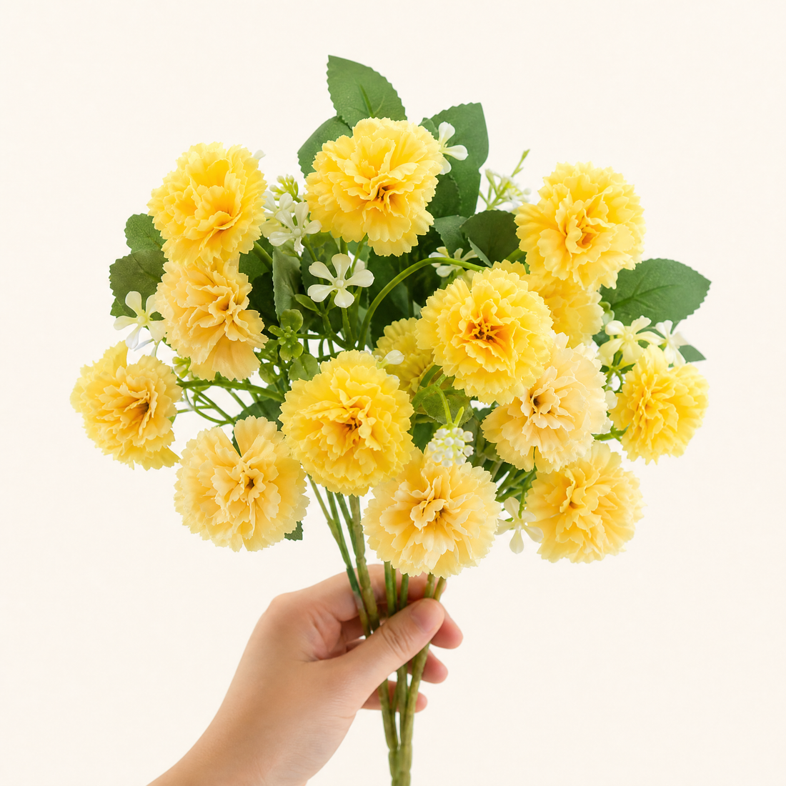 Faux Carnation Bouquet – 15 Heads Silk Stems Home Decor Wedding Table Arrangement