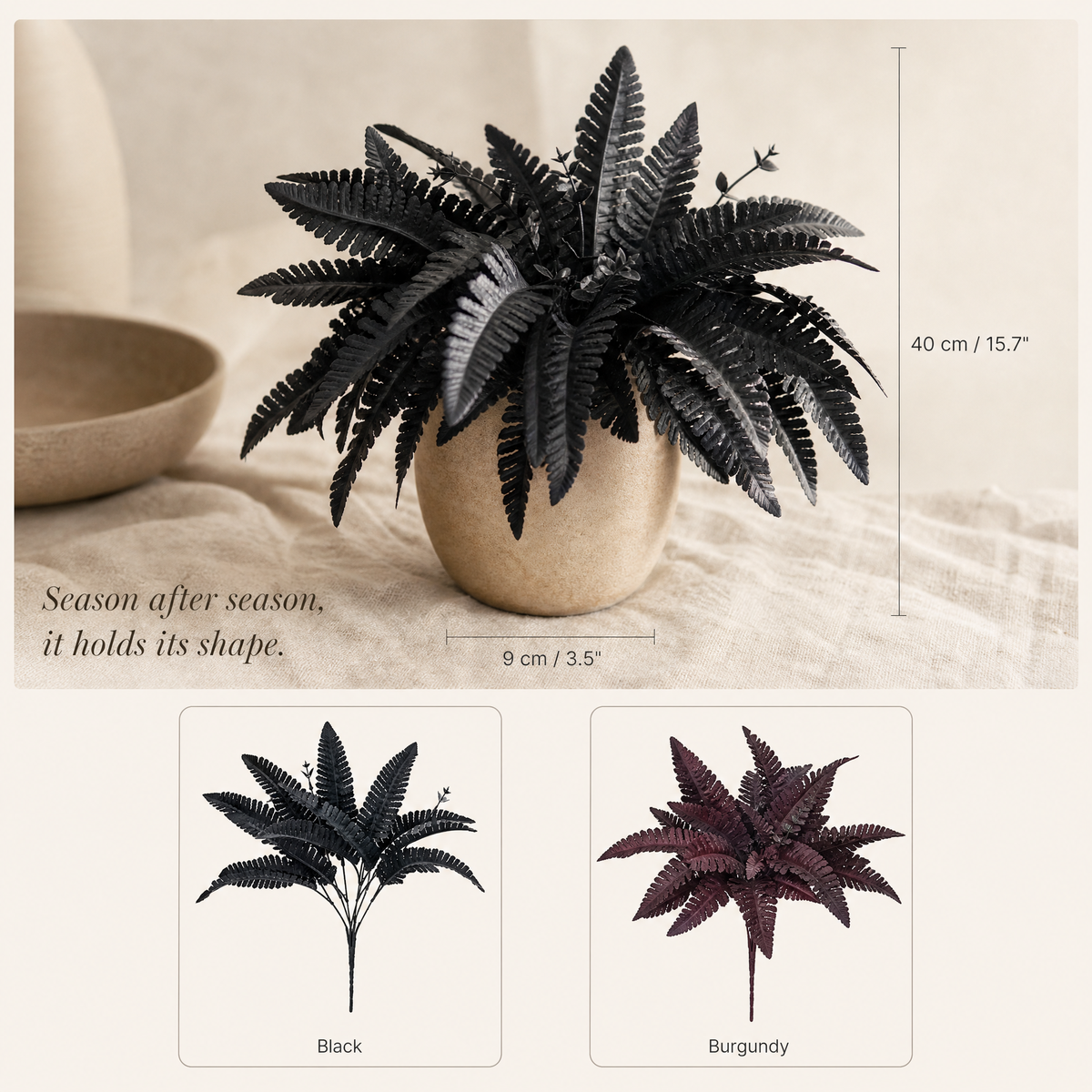 Artificial Fern Stem – Faux Silk Leaf Spray for Wedding Floral Decor and Home Styling