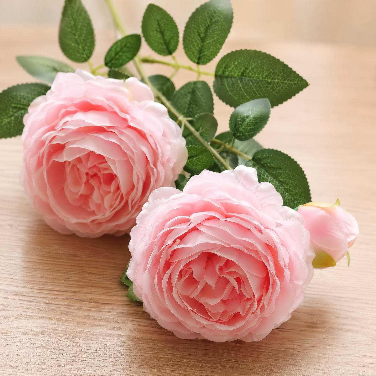 Artificial Peony Bouquet Branch – 3 Bloom Faux Flowers for Wedding Home Garden Decor