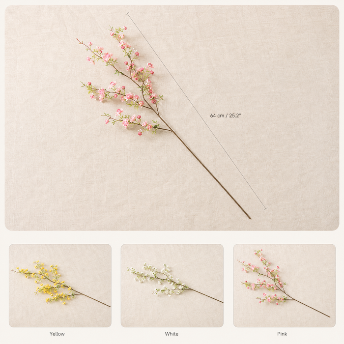 Artificial Plum Blossom Stem – Faux Silk Branch for Living Room Vase Arrangement