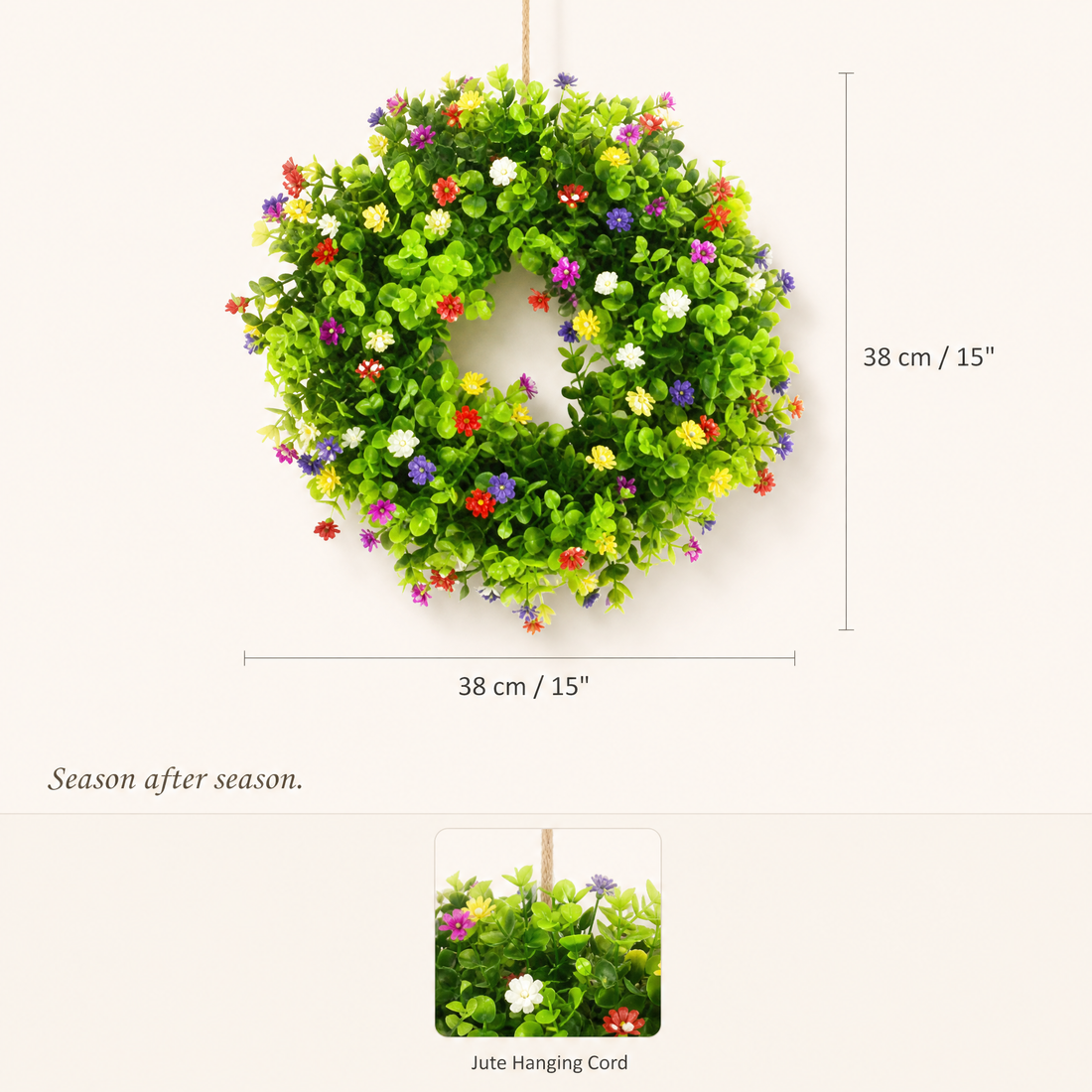 Artificial Eucalyptus Wreath – Faux Greenery Front Door Wall Spring Decor