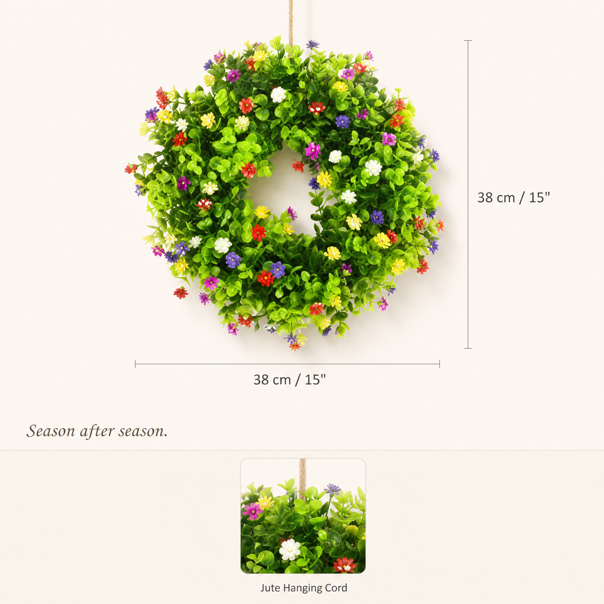 Artificial Eucalyptus Wreath – Faux Greenery Front Door Wall Spring Decor