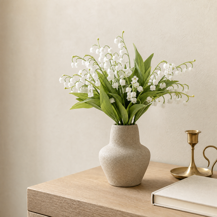 Lily of the Valley Artificial Stem – Faux White Flower for Home Vase Decor 35cm