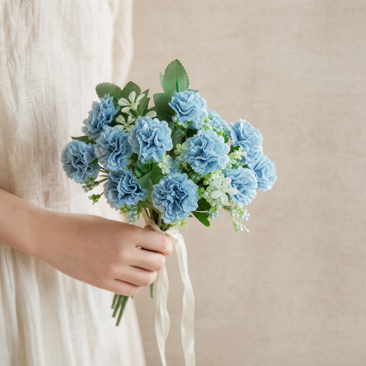 Faux Carnation Bouquet – 15 Heads Silk Stems Home Decor Wedding Table Arrangement