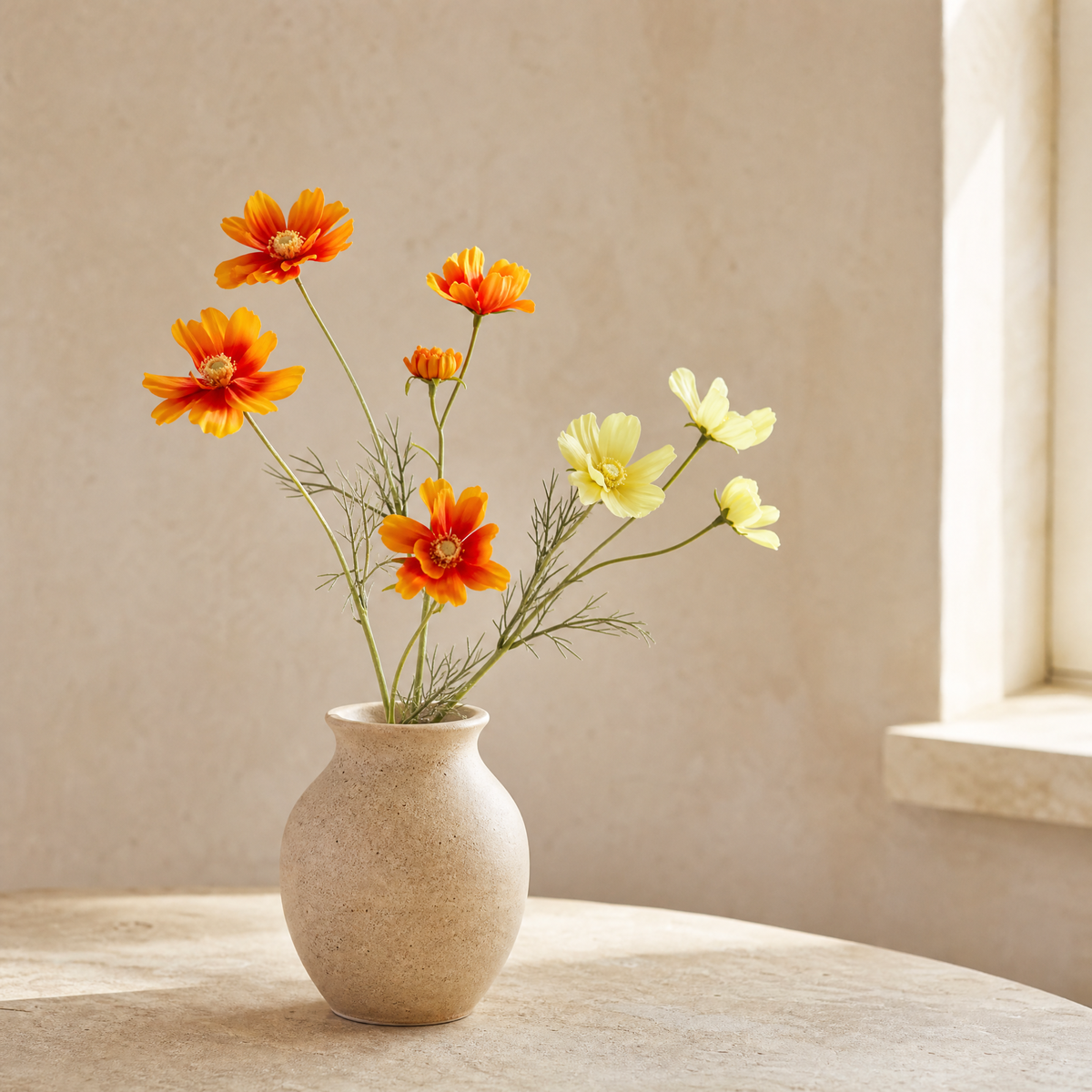 Faux Cosmos Flower Stem – Silk Flocked, 60 cm, Wedding Table Arrangement Decor