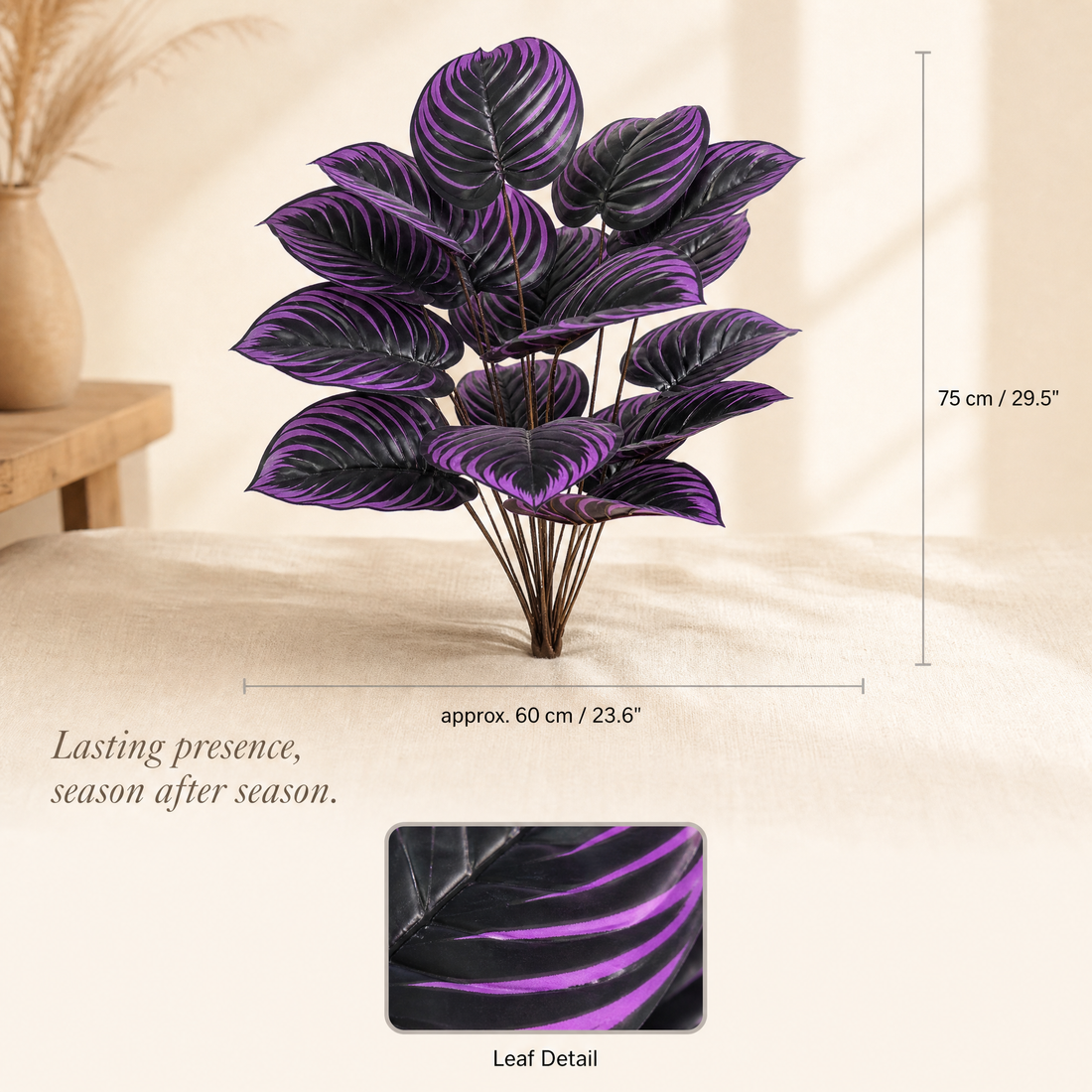 Artificial Calathea Plant – 18 Heads, 75cm Faux Floor Plant for Home Decor and Events