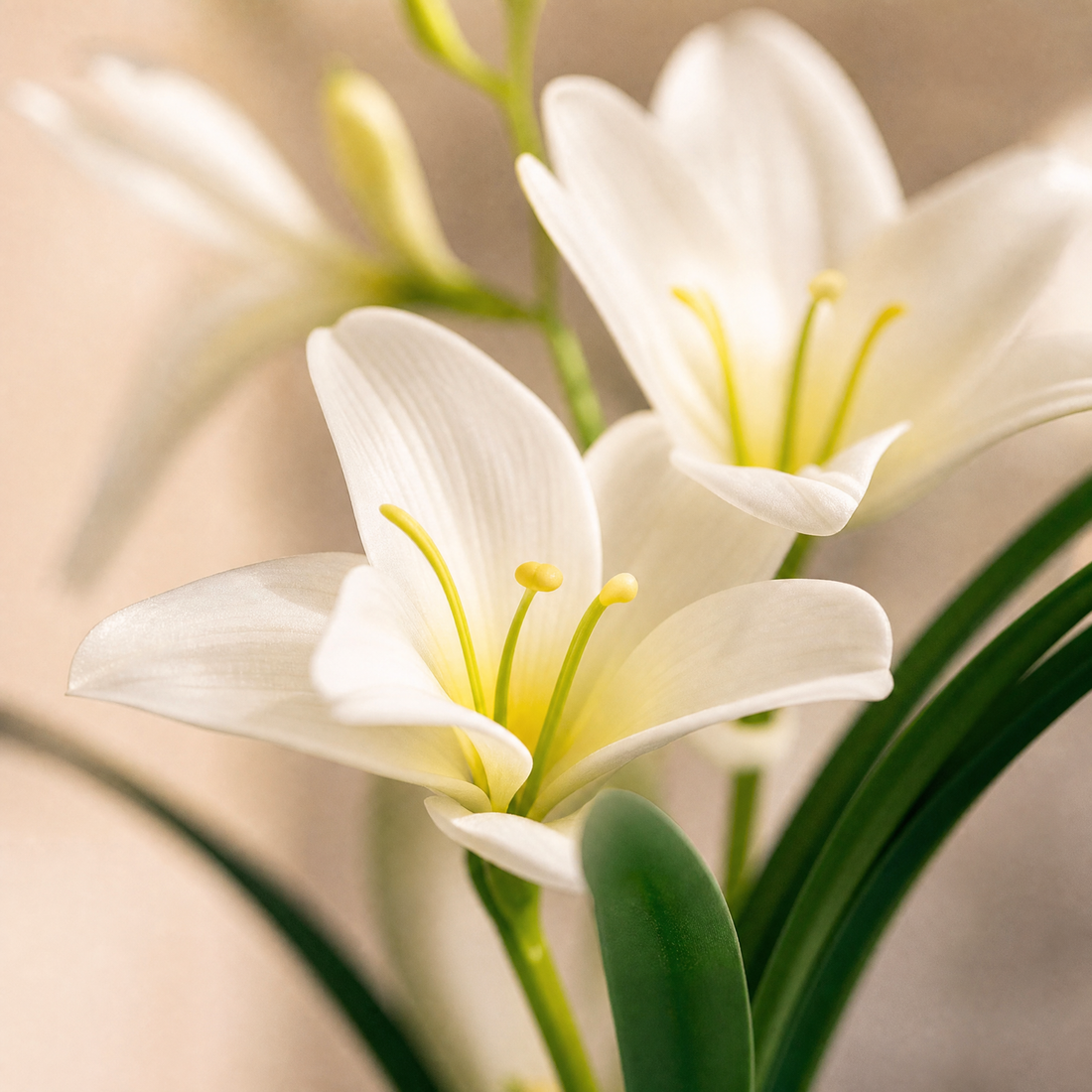 Faux Orchid in Stone Pot – Silk Bloom for Home, Study or Living Room Decor