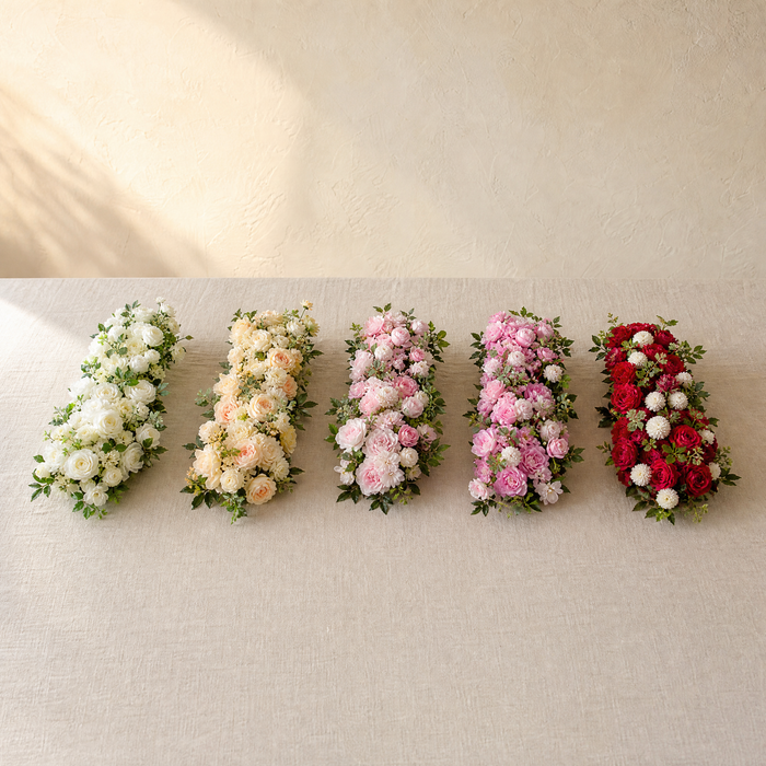 Artificial Rose Peony Flower Row – Silk Arch Backdrop Wedding Table Centerpiece Decor