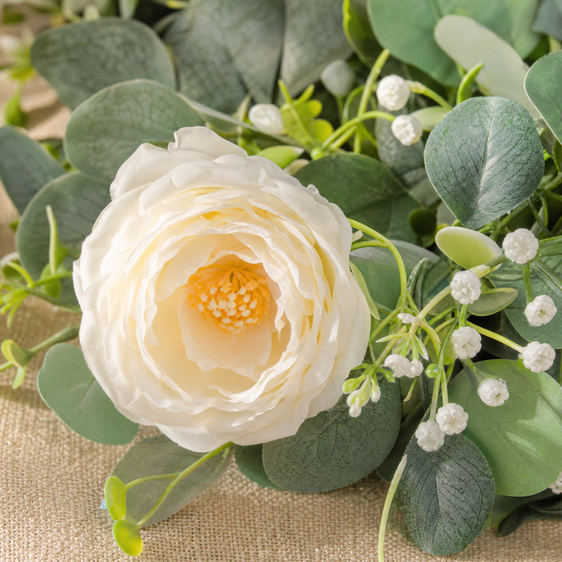 Artificial Eucalyptus Rose Garland – 180cm Faux Greenery Wedding Table Home Decor