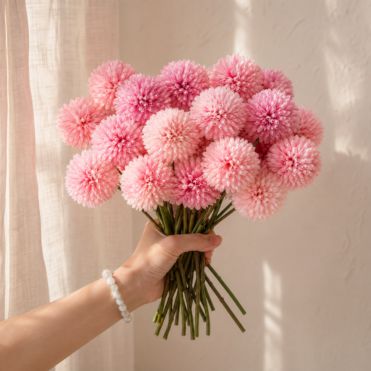 Artificial Hydrangea Stems Set of 5 – Faux Silk Flowers for Vase Wedding Home Decor