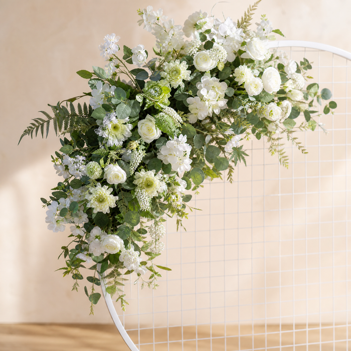 Silk Flower Arch Arrangement – Round Wedding Backdrop Floral Decor Display Stand