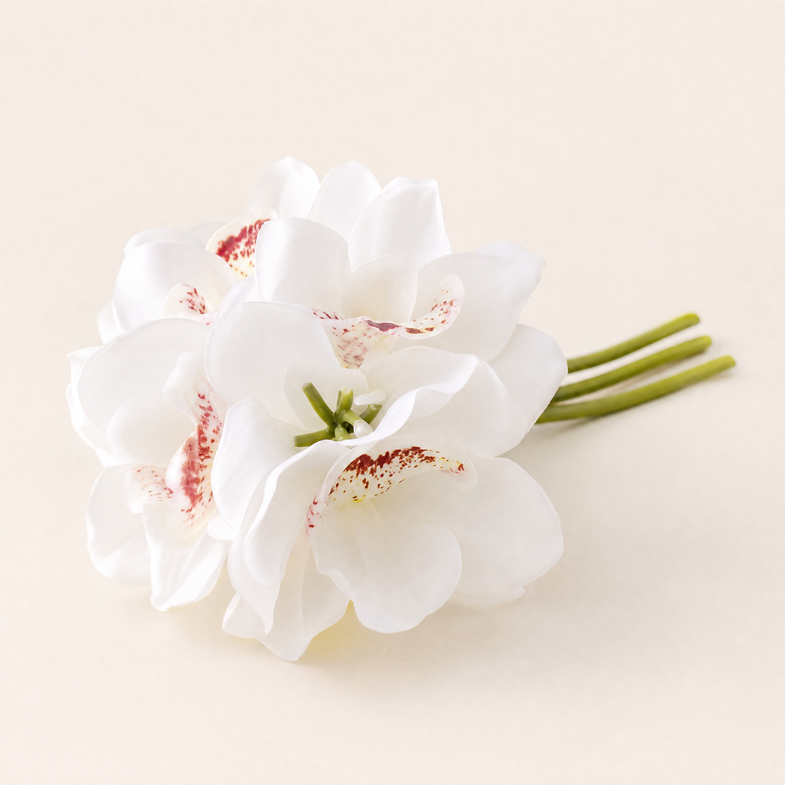 Faux Cymbidium Orchid Bouquet – 6 Head Real Touch Latex Wedding Bridal Flowers