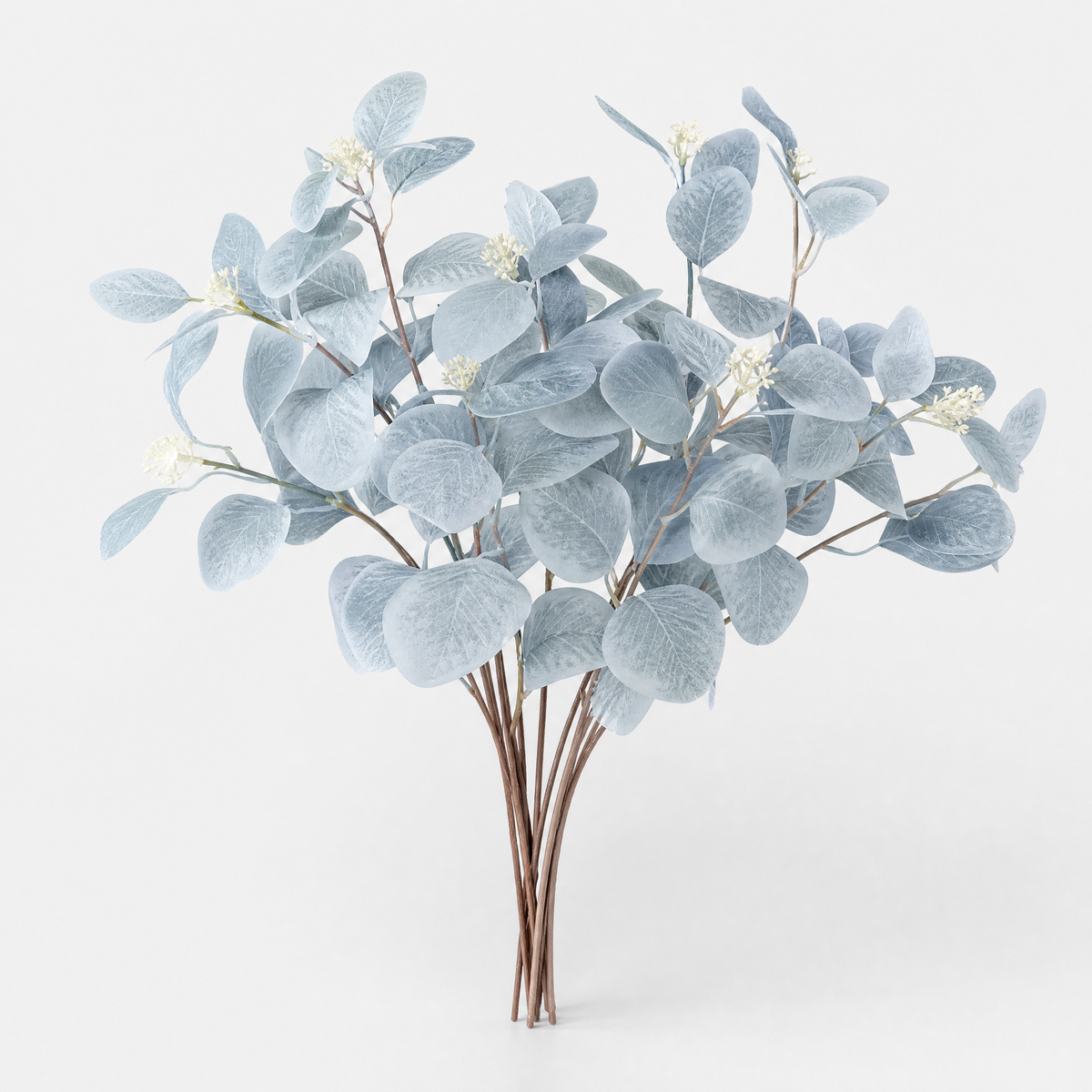 Faux Eucalyptus Stems – Blue Artificial Greenery Spray for Vase and Home Decor