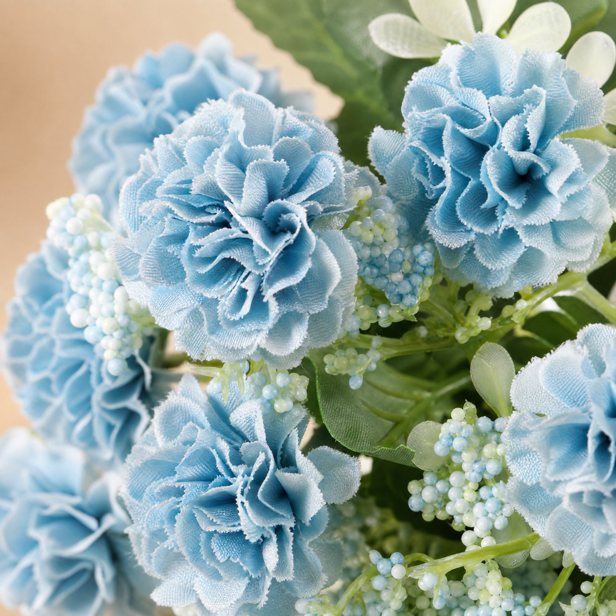 Faux Carnation Bouquet – 15 Heads Silk Stems Home Decor Wedding Table Arrangement