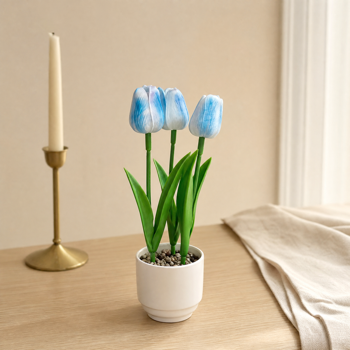 Faux Tulip Potted Plant – Realistic PVC Stems, Home Desk Decor, Wedding Table