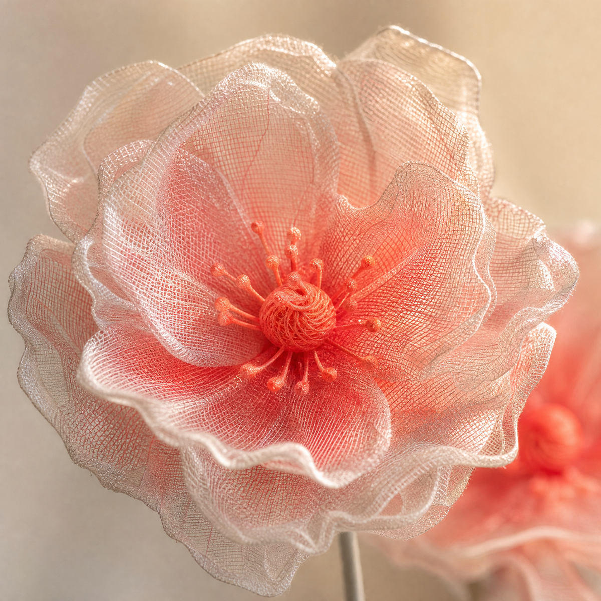 Giant Faux Poppy Floor Arrangement – Mesh Silk Flower Wedding Event Display Decor