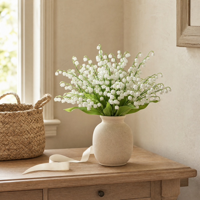 Lily of the Valley Artificial Stem – Faux White Flower for Home Vase Decor 35cm