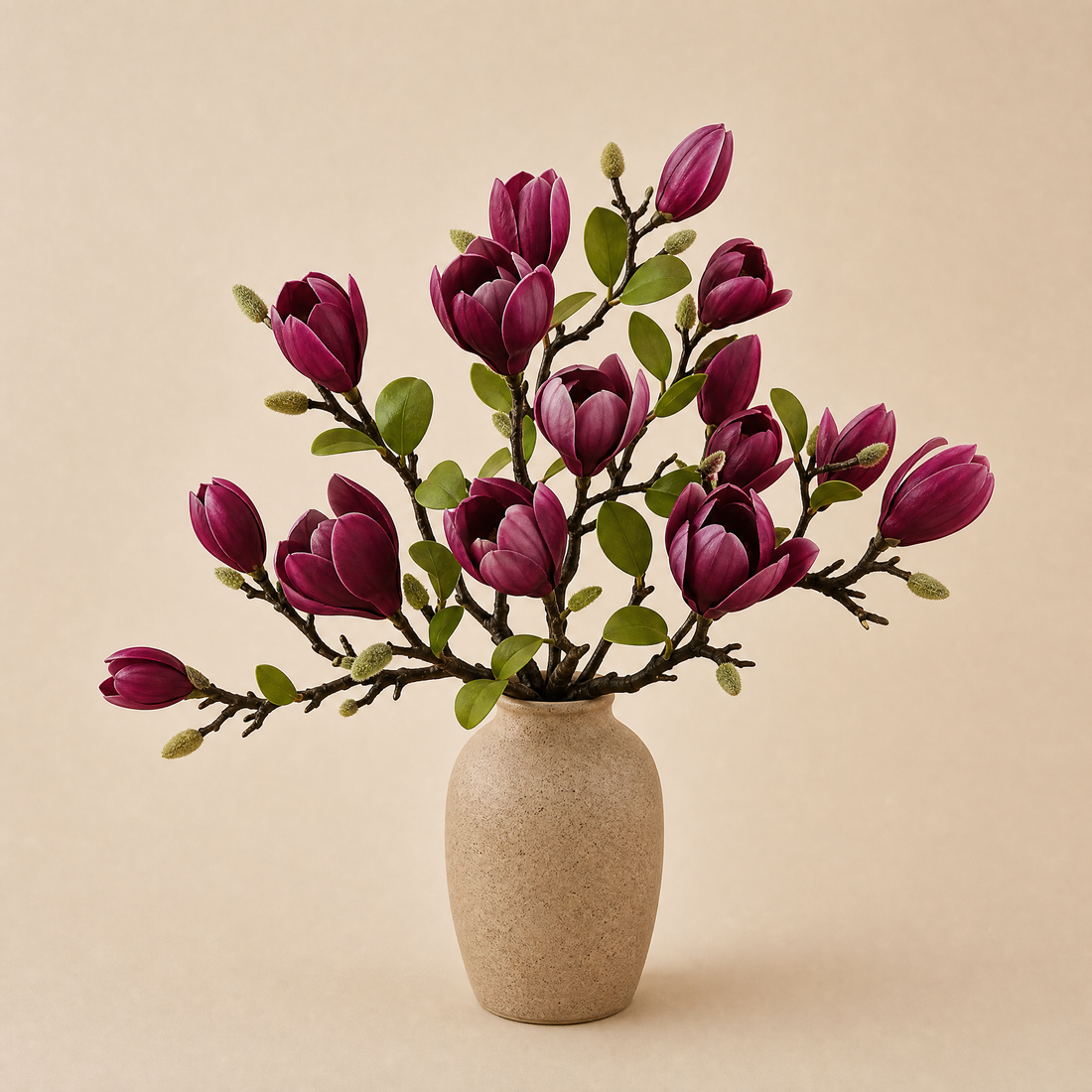 Silk Magnolia Branch – Faux Floral Branch for Vase, Wedding Decor and Home Styling