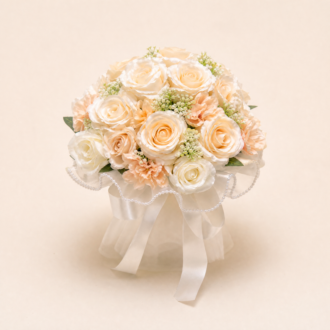 Silk Rose Bridal Bouquet – Faux Peony Dahlia Wedding Flowers, Photo Prop, Home Decor