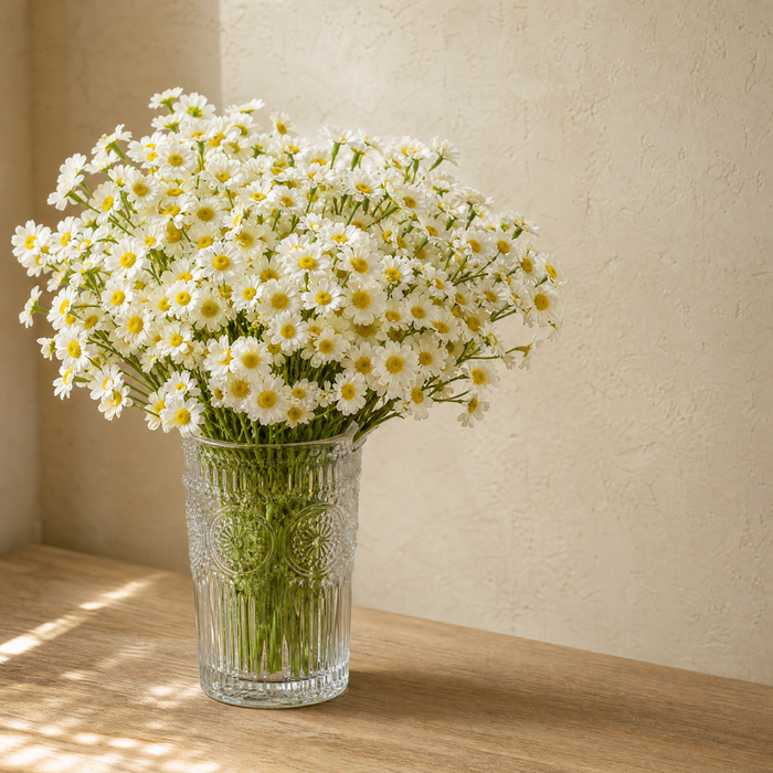 Faux Daisy Stems Set of 12 – 120 Heads Artificial Wildflower Bunch Home Decor