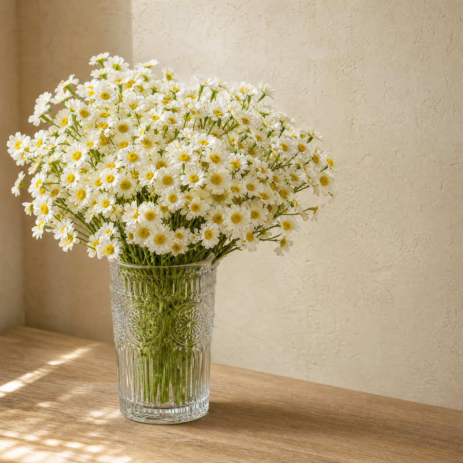 Faux Daisy Stems Set of 12 – 120 Heads Artificial Wildflower Bunch Home Decor