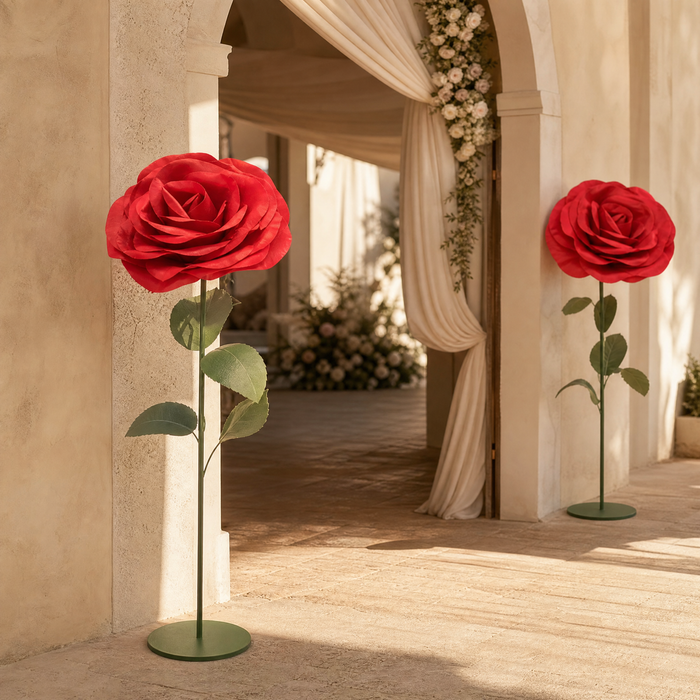 Giant Foam Rose Floor Stand – Wedding Backdrop Decor, Event Stage Prop, 140cm 170cm