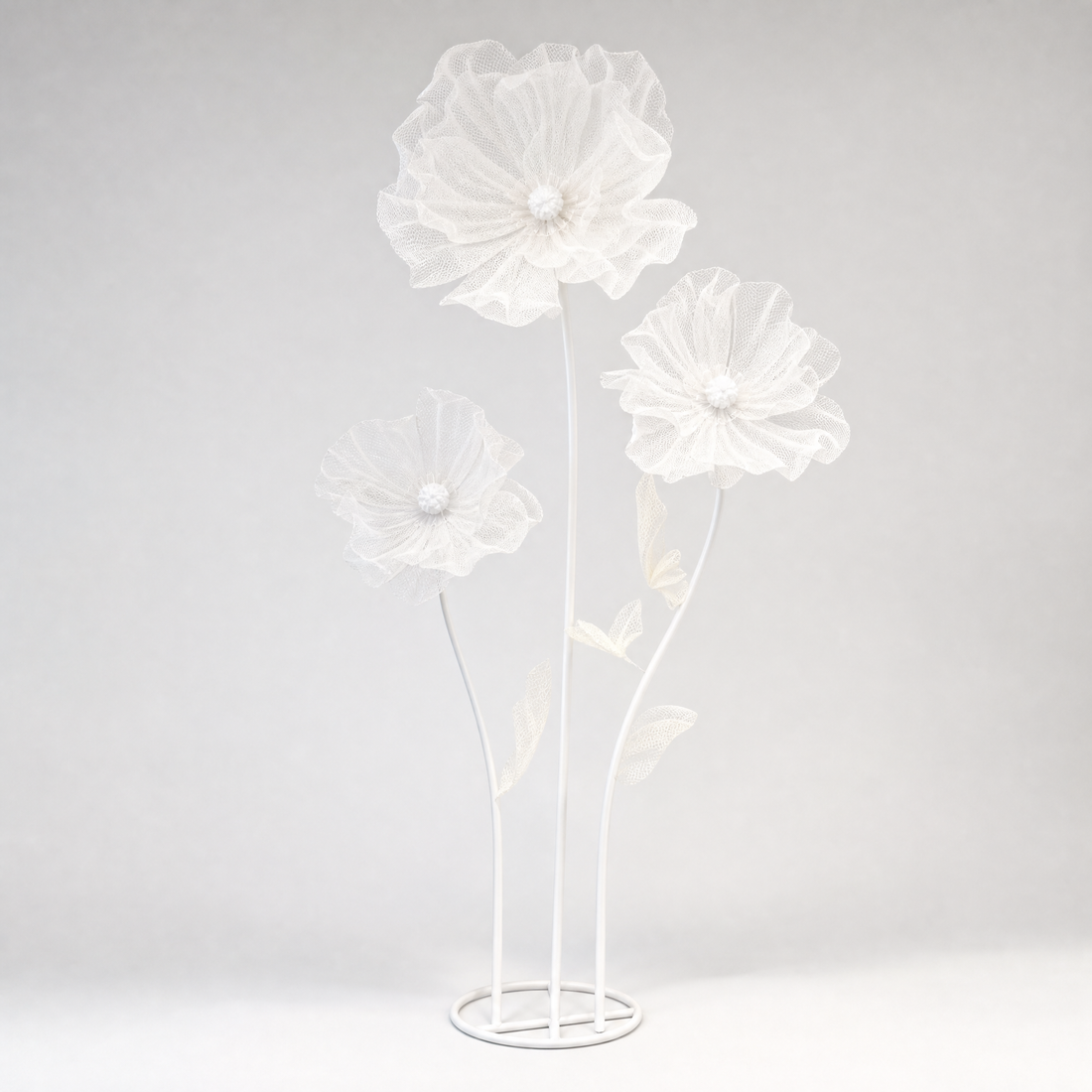 Giant Faux Poppy Floor Arrangement – Mesh Silk Flower Wedding Event Display Decor