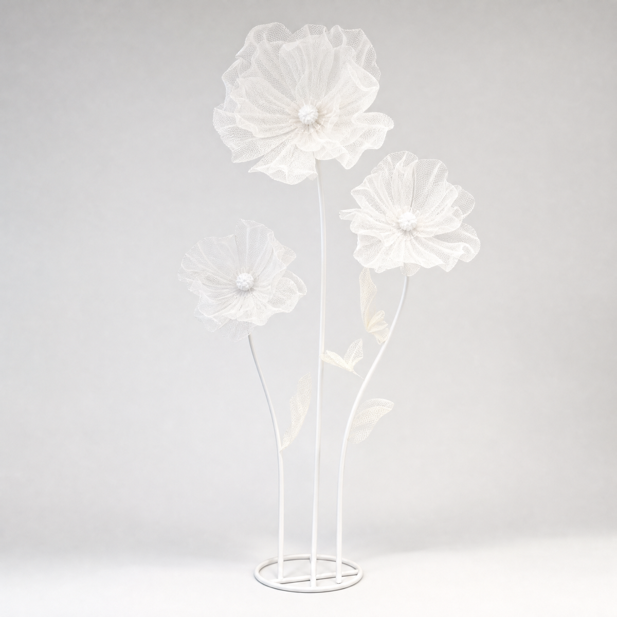 Giant Faux Poppy Floor Arrangement – Mesh Silk Flower Wedding Event Display Decor