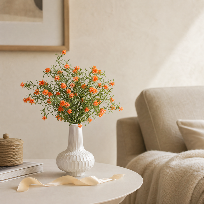 Faux Plum Blossom Stem – Artificial Wildflower Spray for Home and Wedding Decor
