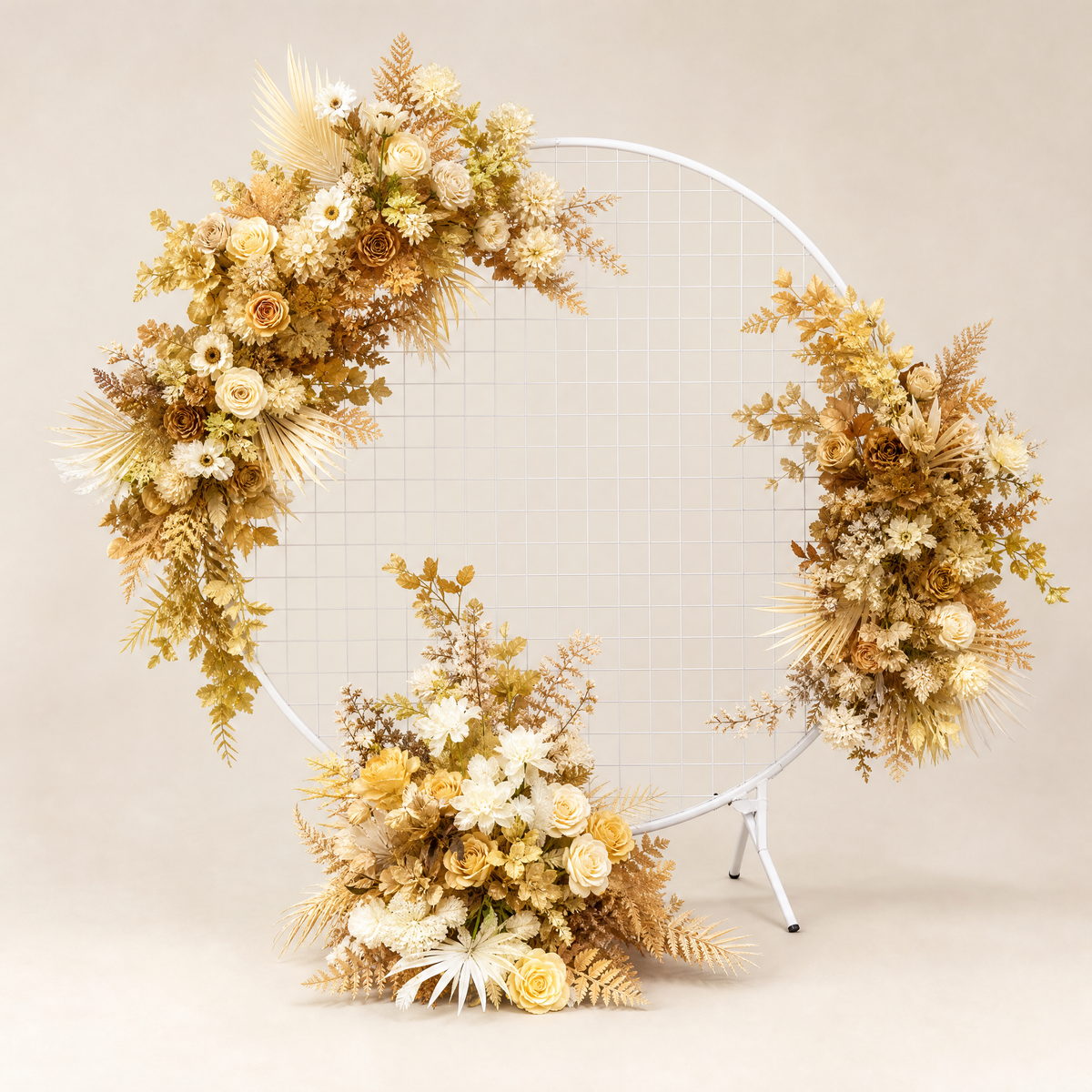 Silk Flower Arch Arrangement – Round Wedding Backdrop Floral Decor Display Stand