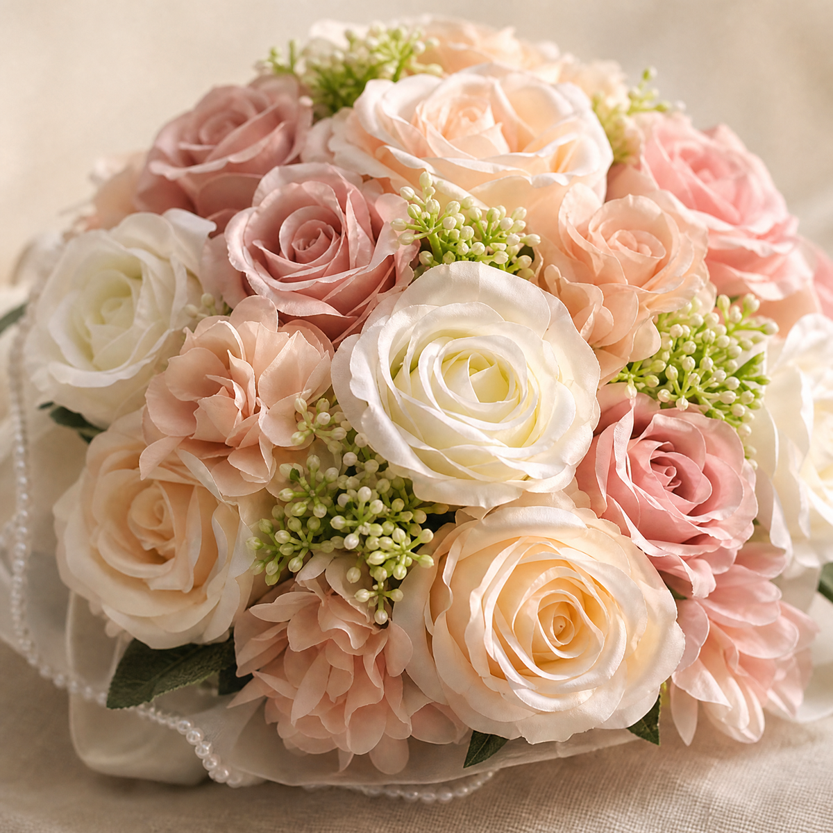 Silk Rose Bridal Bouquet – Faux Peony Dahlia Wedding Flowers, Photo Prop, Home Decor