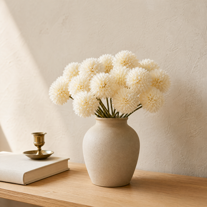 Artificial Hydrangea Stems Set of 5 – Faux Silk Flowers for Vase Wedding Home Decor