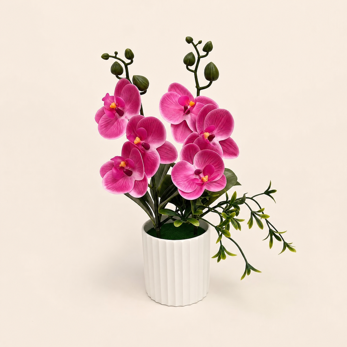Artificial Orchid Pot Plant – Silk 6 Bloom Butterfly Bonsai, Home and Desk Decoration