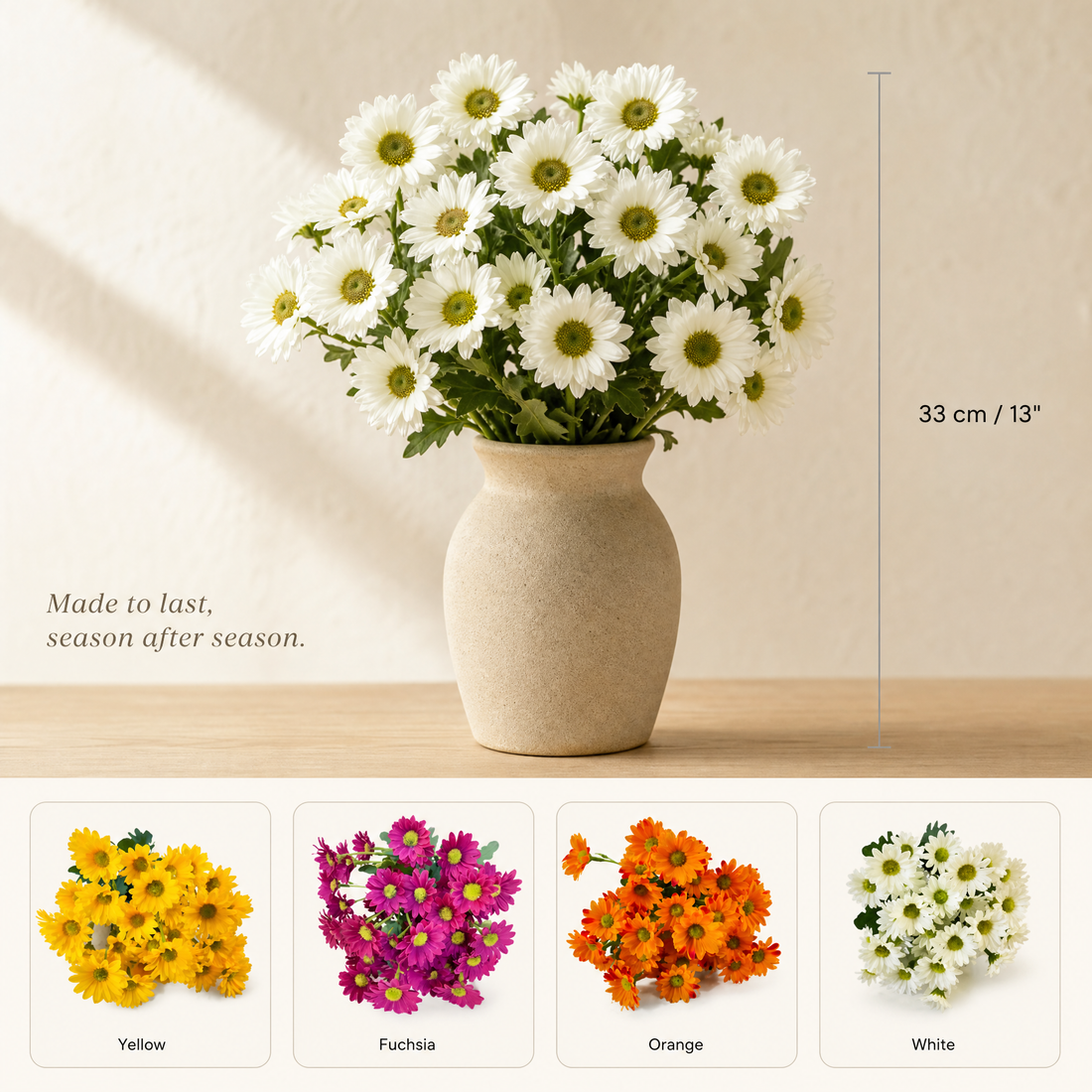 Artificial Daisy Bouquet 21 Stems – Faux Chamomile Flowers Wedding Home Decor DIY