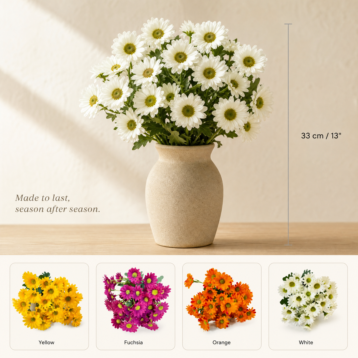 Artificial Daisy Bouquet 21 Stems – Faux Chamomile Flowers Wedding Home Decor DIY
