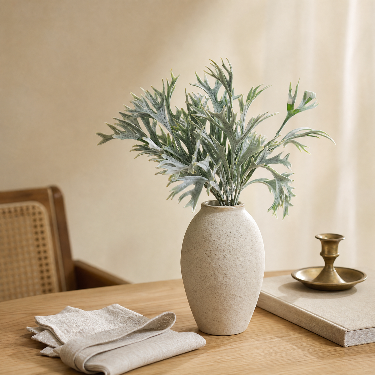 Artificial Staghorn Fern Bunch – Faux Silk Greenery Stems for Home and Wedding Styling