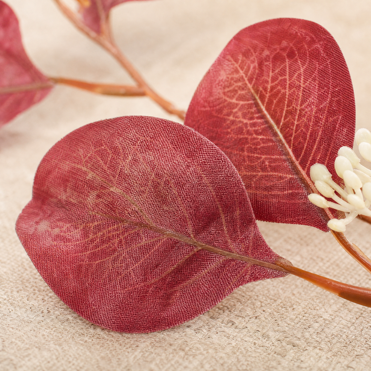 Silk Eucalyptus Stem with Fruit – Faux Botanical Branch for Wedding and Home Decor